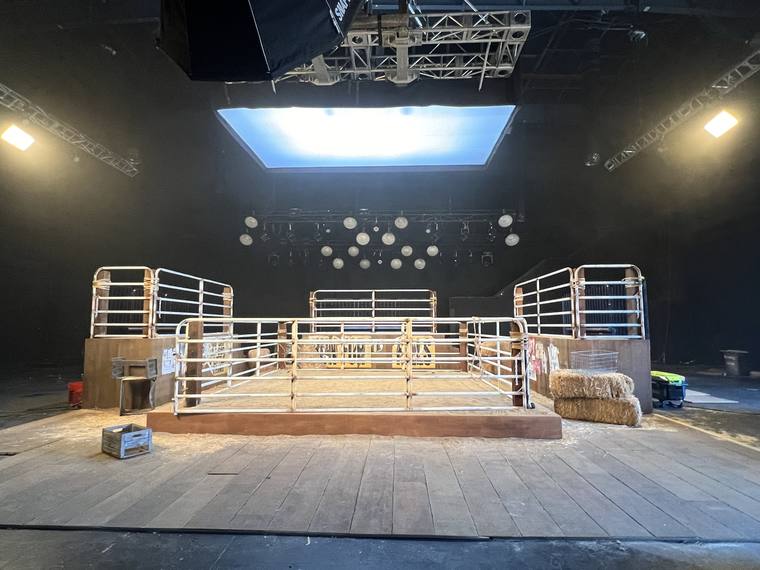 Boxing ring set built on stage for a music video
