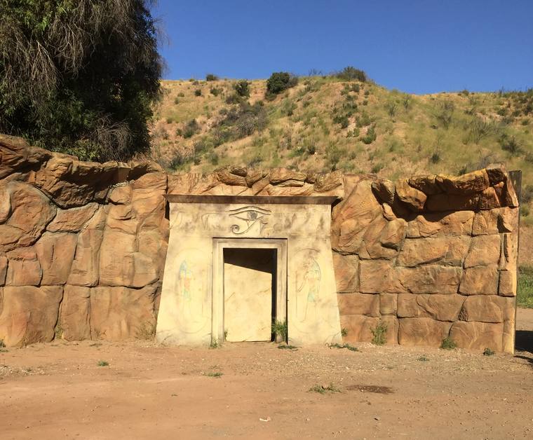Tomb entrance built on location in the desert