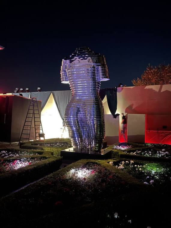 Faceted mirror sculpture built for an outdoor event