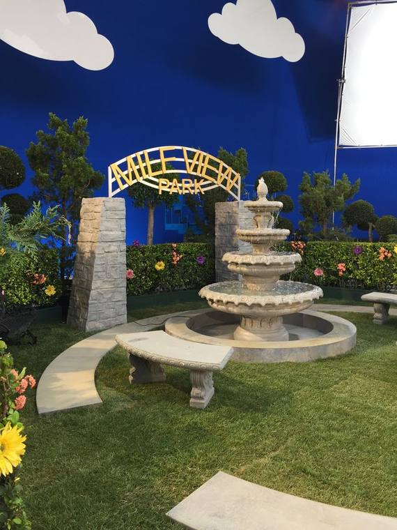 Cast fountain and entry arch for the same commercial build