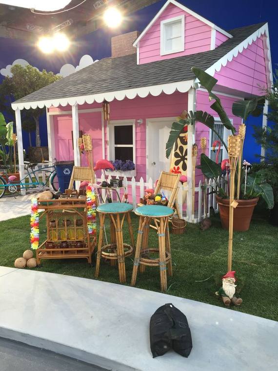 Stage-built suburban house and yard for a national commercial